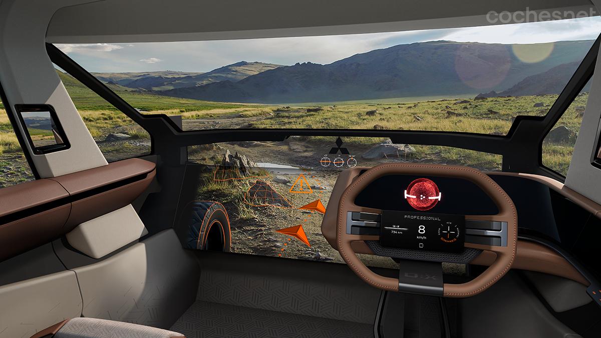El salpicadero destaca por la gran pantalla que muestra la información del navegador, por ejemplo, mediante realidad virtual, y por el volante, también con una pantalla en su parte central. 