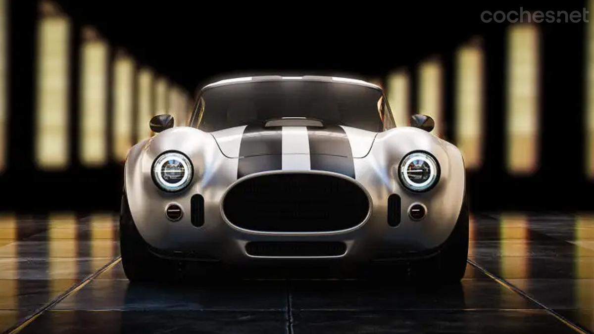 Vista frontal del AC Cobra Coupé 2025.