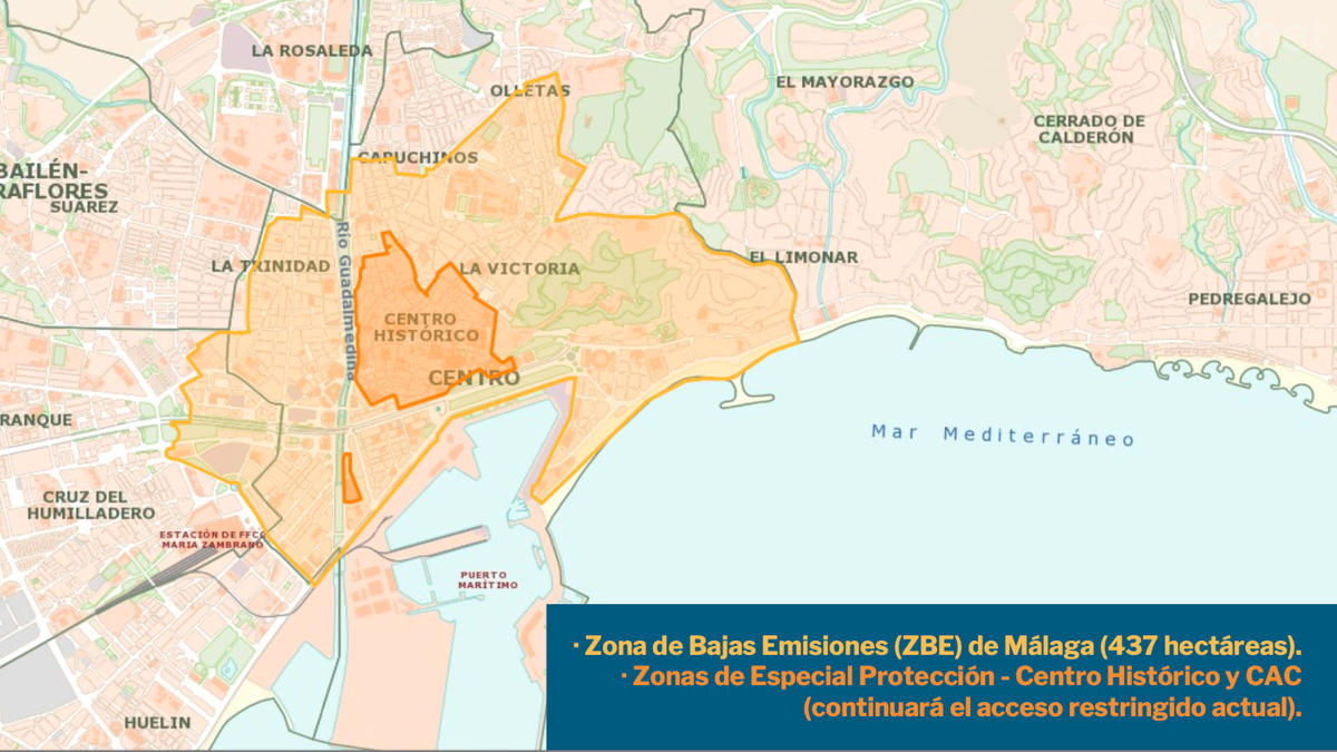 La ZBE de Málaga abarca un espacio de 457 hectáreas.