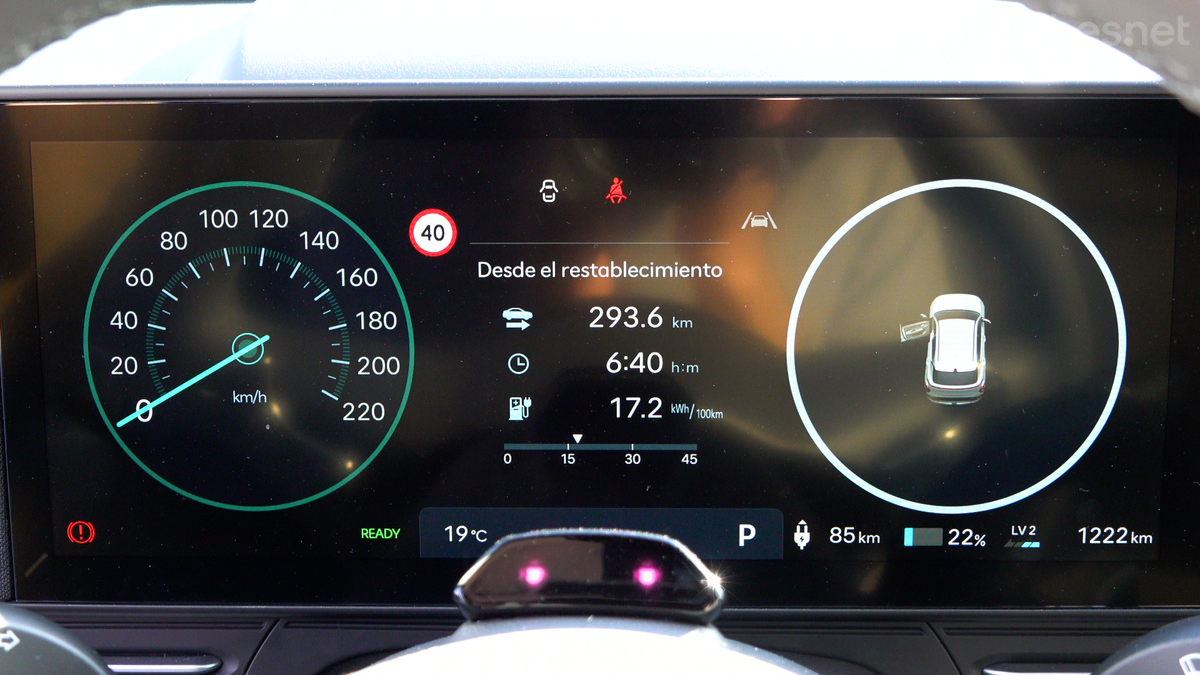 El consumo medio obtenido en la ruta de ida hasta l'Aldea, en Tarragona, fue de 17,2 kWh a los 100 kilómetros, viajando de vacío. 